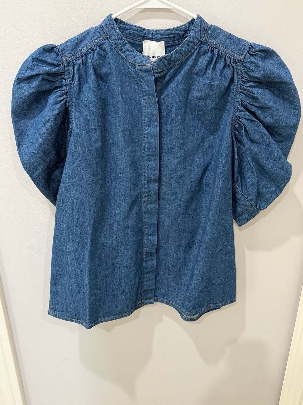Industry Republic Clothing Puff Sleeve Denim Shirt Size L/G